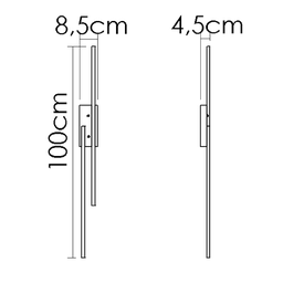 Arandela de Led Gamma 2 Perfis com Led Externo 19W - 2