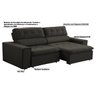 Sofá Decorativo Reclinável e Retrátil 3 Lugares Temiscira 2,10M Veludo Tabaco - 3