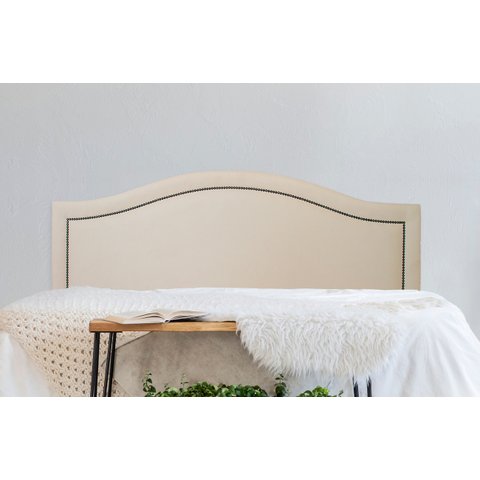 Cabeceira Queen para Cama Box Curva Luxo 160x60 Suede Off White - Fumê