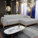 Ver imagem 2 de Sofá 3 Lugares com Chaise Direito Para Sala de Estar Molino 245cm D02 Linho Cinza C-315 - Lyam