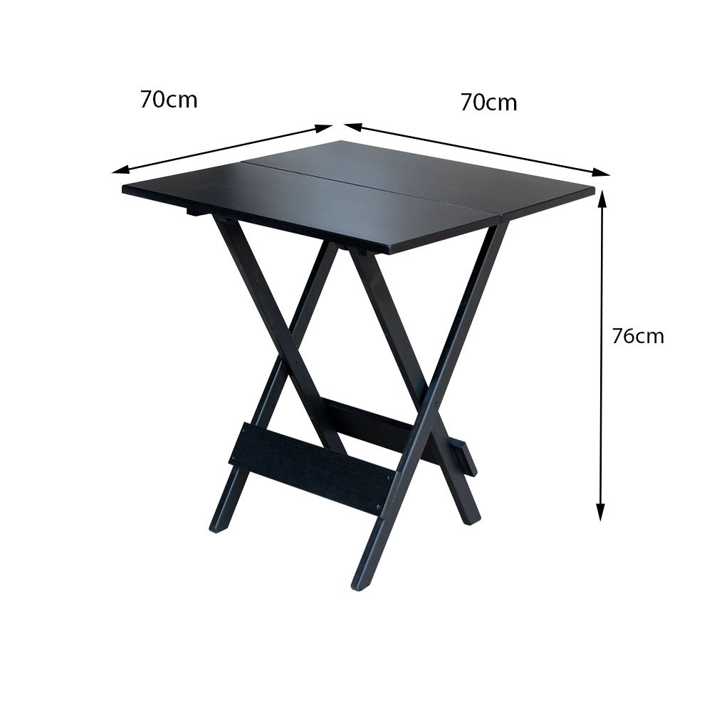 Jogo de Mesa Dobrável 70x70 com 4 Cadeiras de Madeira Ideal para Bar e Restaurante Preto - 3