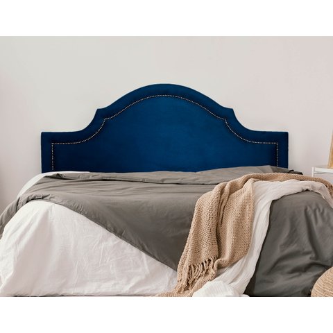 Cabeceira Queen Para Cama Box Provençal Luxo 160x60 Suede Azul - Tachas Fumê
