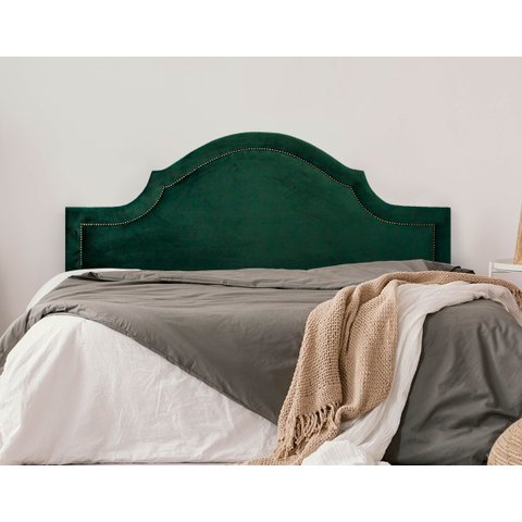 Cabeceira Queen para Cama Box Provençal Luxo 160x60 Veludo Verde - Tachas Fumê