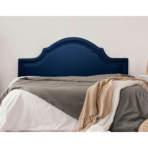 Cabeceira King para Cama Box Provençal Luxo 193x60 Courino Azul - Tachas Fumê