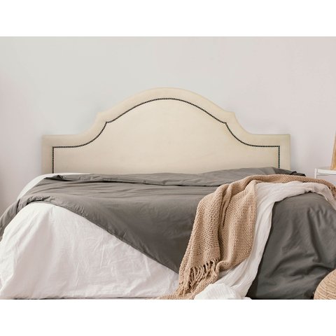 Cabeceira King para Cama Box Provençal Luxo 193x60 Suede Off White - Tachas Fumê