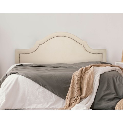 Cabeceira King para Cama Box Provençal Luxo 193x60 Suede Off White - Tachas Prata