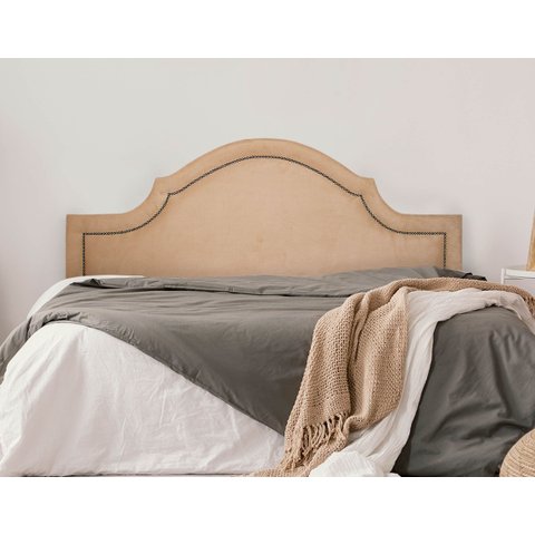 Cabeceira King para Cama Box Provençal Luxo 193x60 Suede Bege - Tachas Fumê