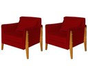 Ver imagem 1 de Kit 2 Poltronas Decorativa Sophia Suede Vermelho Pés Madeira Ms Decor