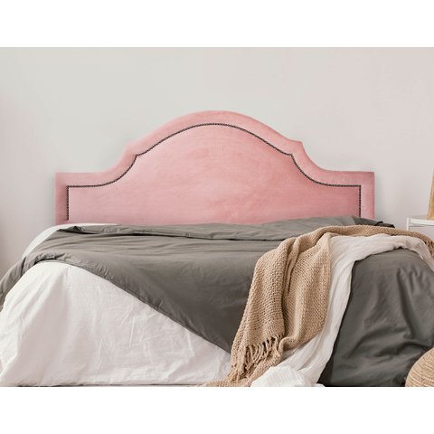 Cabeceira King para Cama Box Provençal Luxo 193x60 Veludo Rosê - Tachas Fumê