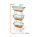 Ver imagem 3 de Fruteira 3 Andares Oval em Ferro e Madeira Organizador Vertical para Cozinha
