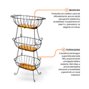 Ver imagem 2 de Fruteira 3 Andares Oval em Ferro e Madeira Organizador Vertical para Cozinha