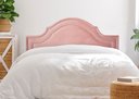 Ver imagem 1 de Cabeceira Casal para Cama Box Provençal Luxo Dupla 140x60 Veludo Rosê - Tachas Prata