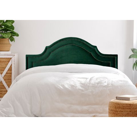 Cabeceira Casal para Cama Box Provençal Luxo Dupla 140x60 Veludo Verde - Tachas Fumê