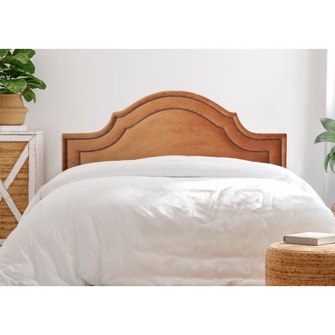 Cabeceira Casal para Cama Box Provençal Luxo Dupla 140x60 Veludo Terracota - Tachas Fumê