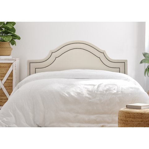 Cabeceira Queen Para Cama Box Provençal Luxo Dupla 160x60 Courino Off White - Tachas Fumê