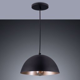 Luminária Pendente Meia Lua Montreal P Lustre Sala Mesa Cozinha Bivolt E27:preto com Champagne/bivol - 2