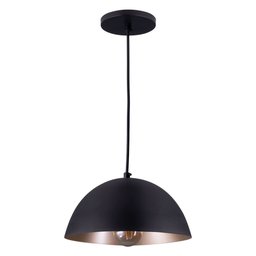 Luminária Pendente Meia Lua Montreal P Lustre Sala Mesa Cozinha Bivolt E27:preto com Champagne/bivol - 1