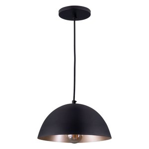 Luminária Pendente Meia Lua Montreal P Lustre Sala Mesa Cozinha Bivolt E27:preto com Champagne/bivol