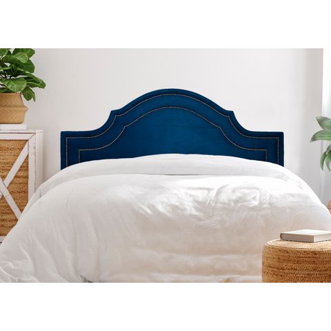 Cabeceira Queen para Cama Box Provençal Luxo Dupla 160x60 Suede Azul - Tachas Fumê