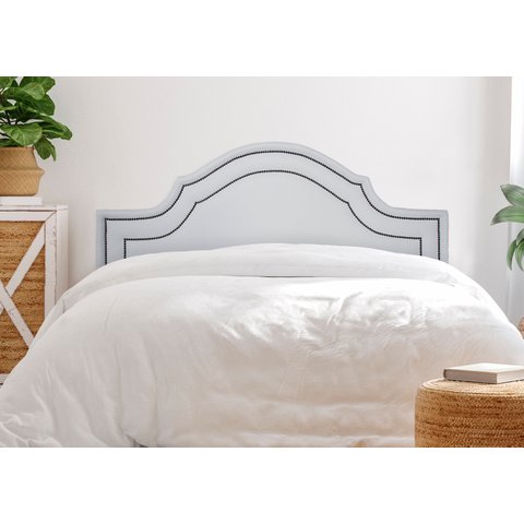 Cabeceira King para Cama Box Provençal Luxo Dupla 193x60 Courino Branco - Tachas Fumê