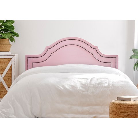 Cabeceira King para Cama Box Provençal Luxo Dupla 193x60 Courino Rosa - Tachas Fumê