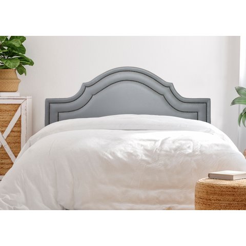 Cabeceira King para Cama Box Provençal Luxo Dupla 193x60 Courino Cinza - Tachas Fumê