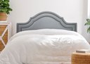 Ver imagem 1 de Cabeceira King para Cama Box Provençal Luxo Dupla 193x60 Courino Cinza - Tachas Fumê