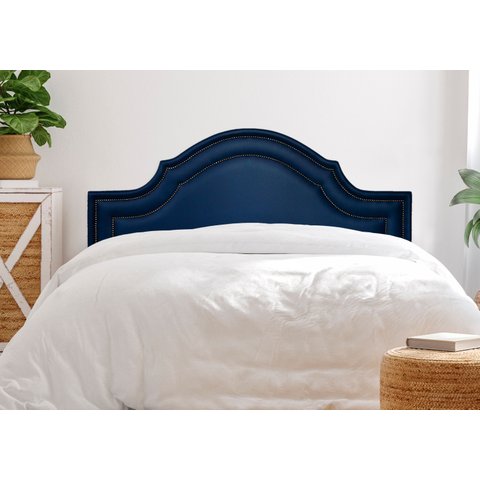 Cabeceira King para Cama Box Provençal Luxo Dupla 193x60 Courino Azul - Tachas Fumê