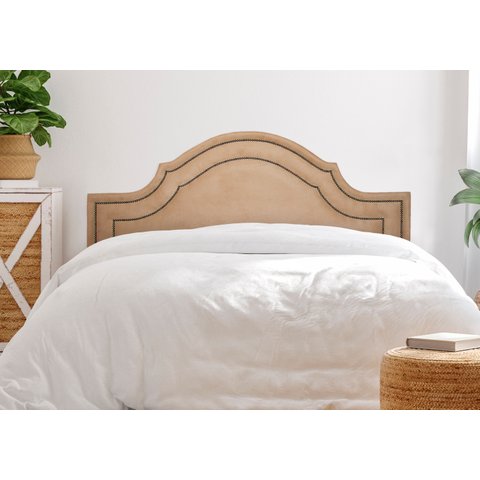 Cabeceira King para Cama Box Provençal Luxo Dupla 193x60 Suede Bege - Tachas Fumê