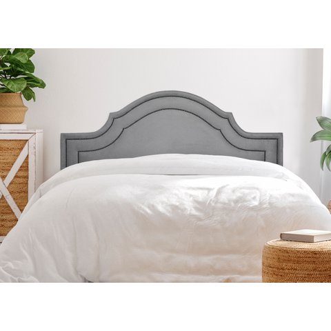 Cabeceira King para Cama Box Provençal Luxo Dupla 193x60 Suede Cinza - Tachas Fumê