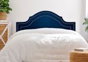 Ver imagem 1 de Cabeceira King para Cama Box Provençal Luxo Dupla 193x60 Suede Azul - Tachas Prata