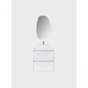 Ver imagem 3 de Gabinete para Banheiro com Cuba e Espelheira Organica 60cm Mdf Branco Dubai - On Móveis