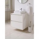 Ver imagem 2 de Gabinete para Banheiro com Cuba e Espelheira Organica 60cm Mdf Branco Dubai - On Móveis