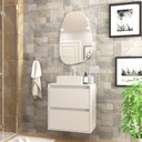 Ver imagem 1 de Gabinete para Banheiro com Cuba e Espelheira Organica 60cm Mdf Branco Dubai - On Móveis
