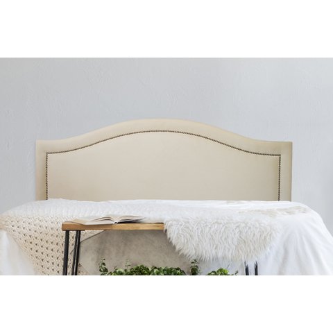 Cabeceira Casal para Cama Box Curva Luxo 140x60 Suede Off White - Prata