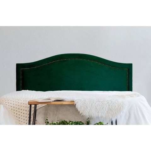 Cabeceira Queen para Cama Box Curva Luxo 160x60 Veludo Verde - Tachas Fumê