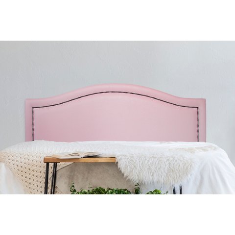 Cabeceira King para Cama Box Curva Luxo 193x60 Courino Rosa - Tachas Fumê