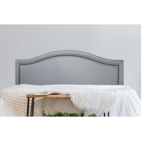 Cabeceira King para Cama Box Curva Luxo 193x60 Courino Cinza - Tachas Fumê