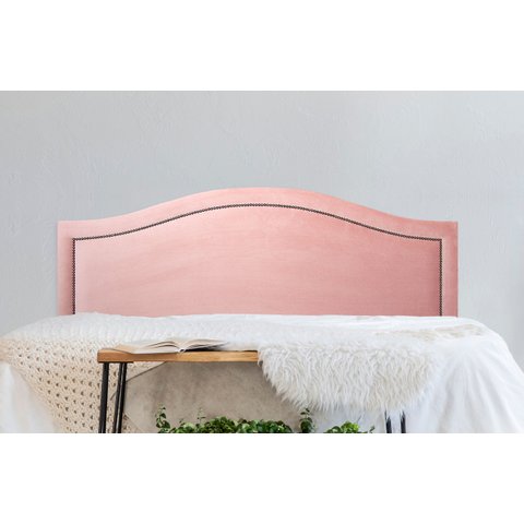 Cabeceira King para Cama Box Curva Luxo 193x60 Veludo Rosê - Tachas Fumê