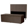 Kit Cabeceira e Calçadeira Baú Queen 1,60m Roma Suede Marrom Sky Mobile - 1