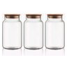 Kit 3 Potes De Vidro Hermético Tampa Bambu 300ml Boião - 1