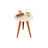 Mesa De Canto Tripé Laqueada Tampo Bege 35X60Cm Pés Mel - 1