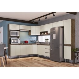 Cozinha Modulada de Canto Completa Athena - 9 Peças Itaúba Off White - Megasul - 1