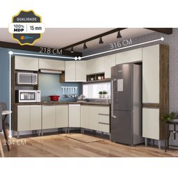 Cozinha Modulada de Canto Completa Athena - 9 Peças Itaúba Off White - Megasul - 3