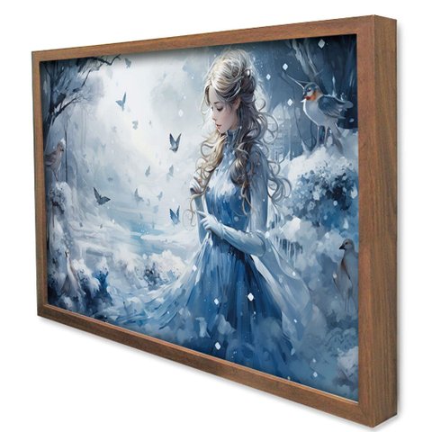 Quadro Decorativo Princesa de Gelo em moldura Caixa TaColado Moldura Caixa 3cm Madeira com Vidro 20 