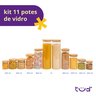Kit 11 Potes de Vidro com Tampa de Bambu Herméticos Redondos - Tüd - 3