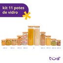 Ver imagem 3 de Kit 11 Potes de Vidro com Tampa de Bambu Herméticos Redondos - Tüd