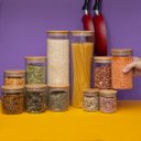 Ver imagem 6 de Kit 11 Potes de Vidro com Tampa de Bambu Herméticos Redondos - Tüd