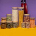 Ver imagem 5 de Kit 11 Potes de Vidro com Tampa de Bambu Herméticos Redondos - Tüd