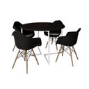 Ver imagem 6 de Mesa Jantar Industrial Preta 110cm Redonda Base V Ferro Branco com 4 Poltronas Pretas Madeira Marrom